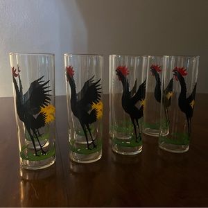 (8) Federal Glass Rooster Highball Glasses